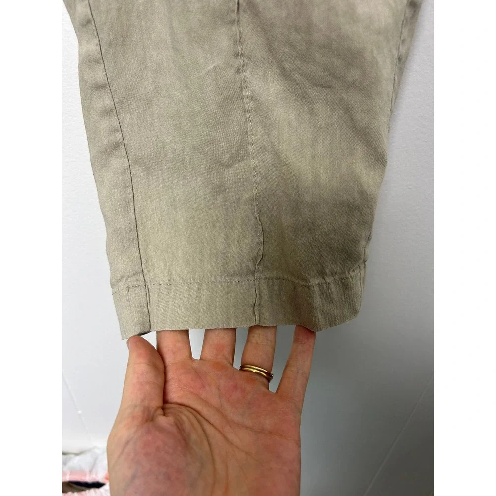 Aritzia BABATON Day Linen Blend Lounge Pants Womens L Tan Pockets jogger elastic